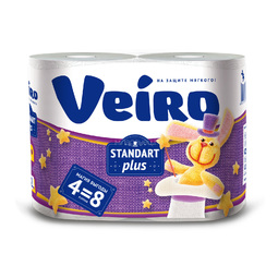 Туалетная бумага Veiro Standart Plus  2-х слойная Белая 4шт