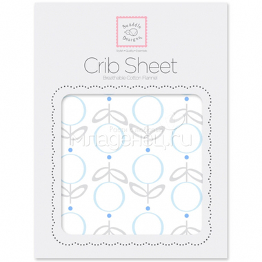 Простынь SwaddleDesigns Fitted Crib Sheet Blue Lolli Fleur 0