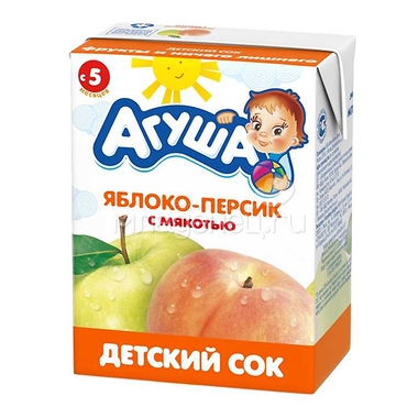 Сок Агуша 200 мл (тетрапак) Яблочно-персиковый с мякотью (с 5 мес) 0