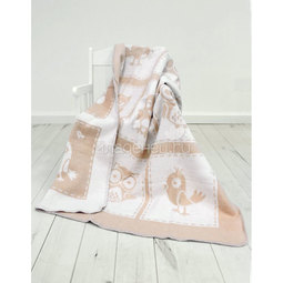 Одеяло Споки Ноки хлопковое подарочная упаковка отделка оверлок Дизайн Птички Бежевый