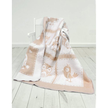 Одеяло Споки Ноки хлопковое подарочная упаковка отделка оверлок Дизайн Птички Бежевый 1