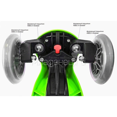 Самокат Globber EVO 4 in 1 Plus c подножками с 3 светящимися колесами Green 11