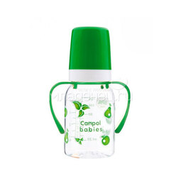 Бутылочка Canpol Babies с силиконовой соской С ручками 120 мл (с 3 мес) зеленая