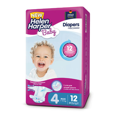 Подгузники Helen Harper Baby Maxi 7-14 кг. (12 шт.) Размер 4 0