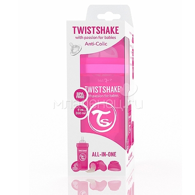 Бутылочка Twistshake 260 мл Антиколиковая (с 0 мес) розовая 2