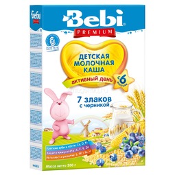Каша Bebi Premium молочная 200 гр 7 злаков с черникой (с 6 мес)