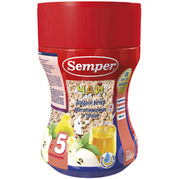 Чай детский Semper 200 гр Добрый вечер мята лимонная груша (с 5 мес)