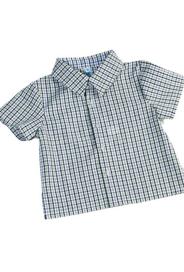 Рубашка Veneya Венейя с коротким рукавом, для мальчика зеленая клетка  0