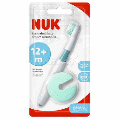 Зубная щетка Nuk обучающая с защитным кольцом 1