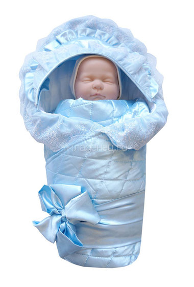 Конверт-одеяло на выписку Baby nice Бейби Найс с декоративной резинкой-фиксатором, цвет голубой  0