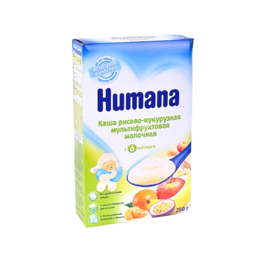 Каша Humana молочная 250 гр Рисово кукурузная с фруктами (с 6 мес) 0