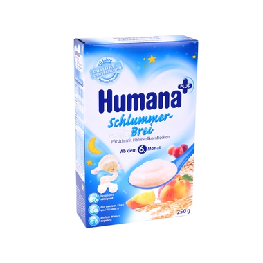Каша Humana молочная 250 гр Овсяная с персиком вечерняя (с 6 мес) 0