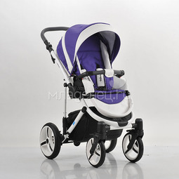 Коляска 2в1 Mr Sandman Vector Premium (50% кожа) Белый Перфорированный-Фиолетовый в Принт