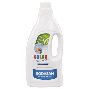 Жидкое средство Sodasan Содасан для стирки 1,5 л для цветного белья, для чувствительной кожи(без запаха) 0