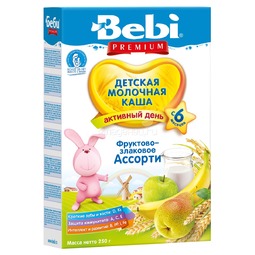 Каша Bebi Premium молочная 200 гр Фруктово-злаковое ассорти (с 6 мес)