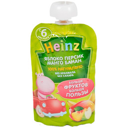 Пюре Heinz фруктовое (пауч) 100 гр Яблоко персик манго банан (с 6 мес)