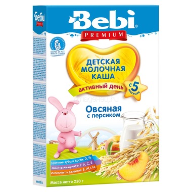 Каша Bebi Premium молочная 200 гр Овсянка с персиком (с 4 мес) 0