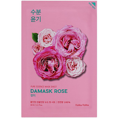 Маска тканевая для лица Holika Holika Pure Essence увлажняющая, дамасская роза (20 мл) 0