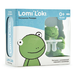 Пустышка Lomi Loki с развивающей игрушкой Силиконовая (с 0 мес) Лягушонок Рикардо