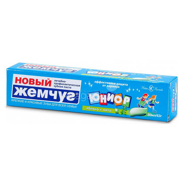 Детская зубная паста Новый Жемчуг Юниор Яблоко и мята 50мл 0