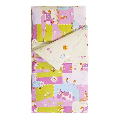 Комплект постельного белья Baby Nice сатин 100% хлопок Ферма (розовый, желтый, голубой) 4