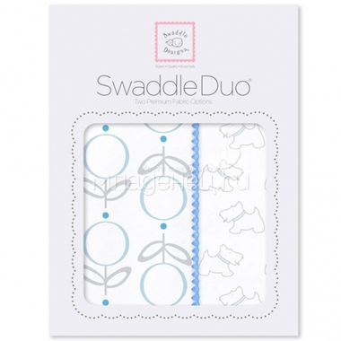 Набор пеленок SwaddleDesigns Swaddle Duo Blue Little Doggie 0