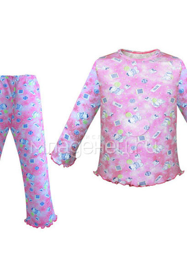 Пижама Детская радуга Полянка с декоративным краем, цвет розовый  0
