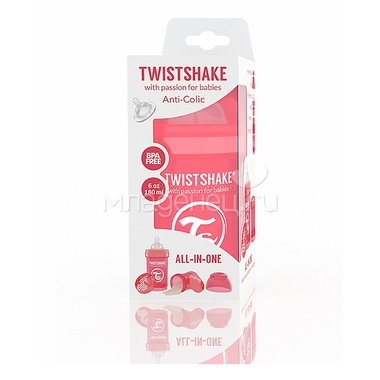 Бутылочка Twistshake 180 мл Антиколиковая (с 0 мес) персиковая 1