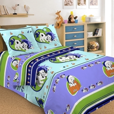 Комплект постельного белья детский Letto Далматинцы 1.5 спальный с наволочкой 50х70 0