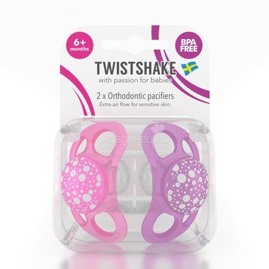 Пустышка Twistshake 2 шт (с 6 мес) розово-фиолетовая 2