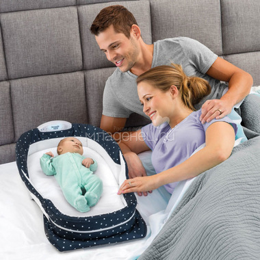 Складная кроватка Baby Delight ХL Синяя в горошек 3