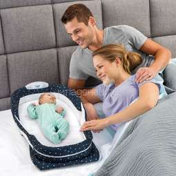 Складная кроватка Baby Delight ХL Синяя в горошек