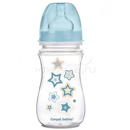 Бутылочка Canpol Babies с широким горлышком 240 мл (с 3 мес) голубая