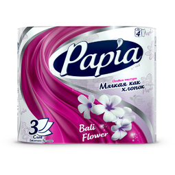 Туалетная бумага Papia с рисунком балийский цветок (3 слоя) 8 шт