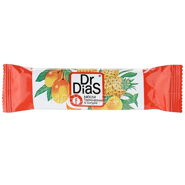 Батончик-мюсли Dr.DiaS в йогурте 35 гр Тропический 0