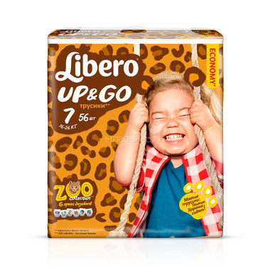 Трусики Libero Up&Go Zoo Collection Size 7 (16-26кг) 56 шт 0