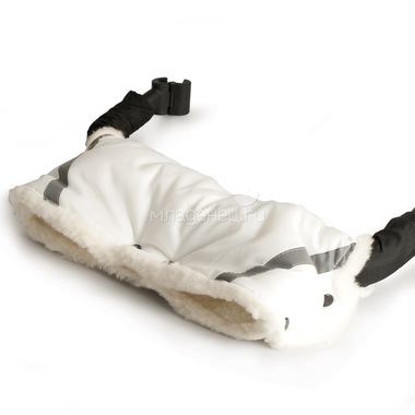 Муфта для коляски Снежинка защита рук от холода 100% шерсть Белая на кнопках 0