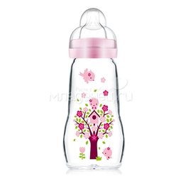 Бутылочка MAM Feel Good Bottle Стеклянная 260 мл (с 0 мес) розовая