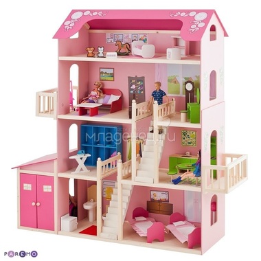 Кукольный домик PAREMO Нежность: 28 предметов мебели, 2 лестницы, гараж 2