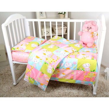 Комплект постельного белья Baby Nice сатин 100% хлопок Весёлые котята (голубой, розовый) 1