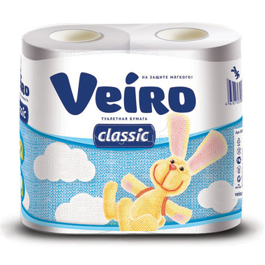 Туалетная бумага Veiro Classic 2-х слойная белая 4шт 0