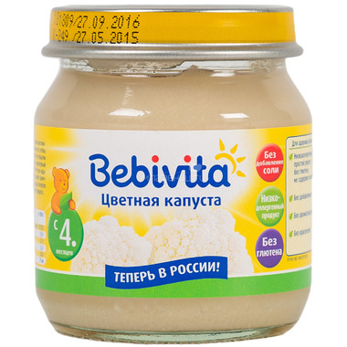 Пюре Bebivita овощное 100 гр Цветная капуста (с 4 мес) 0