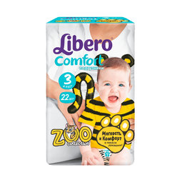 Подгузники Libero Comfort Zoo Collection Size 3 (4-9кг) 22 шт