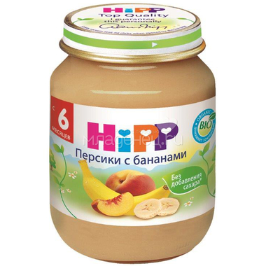 Пюре Hipp фруктовое 125 гр Персики с бананом (с 6 мес) 0