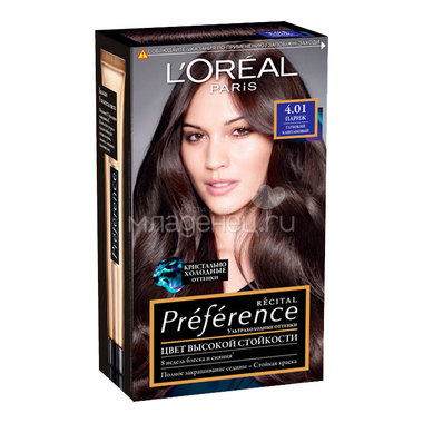 Краска для волос L'Oreal Preference париж глубокий каштан (тон 4.01) 0