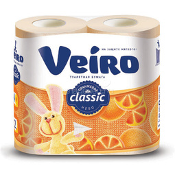 Туалетная бумага Veiro Classic  2-х слойная Абрикосовая 4шт