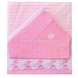 Комплект постельного белья Ангелочки №2 комбинированный с шитьем Розовый