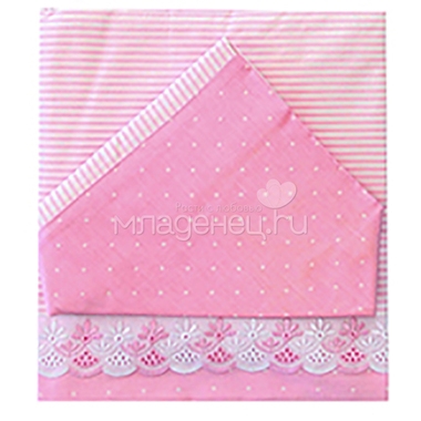 Комплект постельного белья Ангелочки №2 комбинированный с шитьем Розовый 0