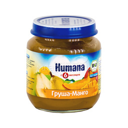 Пюре Humana фруктовое 125 гр Груша с манго (с 6 мес)