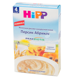 Каша Hipp молочная 250 гр Рисово кукурузная персик абрикос c пребиотиками (с 6 мес)
